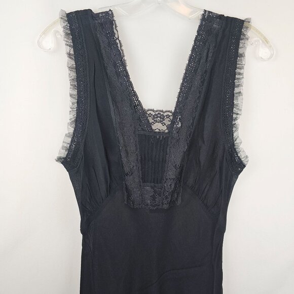 Rumored Black Sheer Maxi Slip Dress S Whimsygoth Romance Dark Lace Midnight Chic - Picture 5 of 9